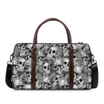 Monochrome Skull Flowers Pattern Print Duffle Bag