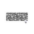 Monochrome Skull Flowers Pattern Print Extended Mouse Pad