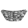 Monochrome Skull Flowers Pattern Print Fanny Pack