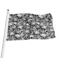 Monochrome Skull Flowers Pattern Print Flag