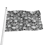 Monochrome Skull Flowers Pattern Print Flag