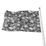Monochrome Skull Flowers Pattern Print Flag