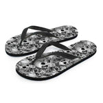 Monochrome Skull Flowers Pattern Print Flip Flops