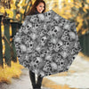Monochrome Skull Flowers Pattern Print Foldable Umbrella