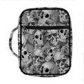 Monochrome Skull Flowers Pattern Print Front Pocket Bible Bag