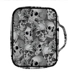 Monochrome Skull Flowers Pattern Print Front Pocket Bible Bag