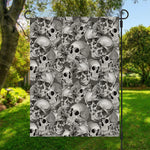 Monochrome Skull Flowers Pattern Print Garden Flag