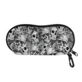 Monochrome Skull Flowers Pattern Print Glasses Case