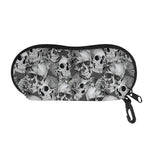 Monochrome Skull Flowers Pattern Print Glasses Case