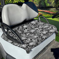 Monochrome Skull Flowers Pattern Print Golf Cart Seat Cover