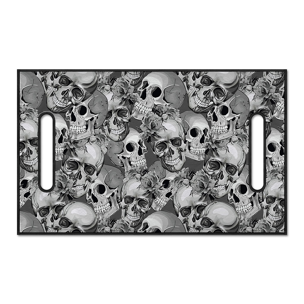 Monochrome Skull Flowers Pattern Print Golf Cart Seat Cover