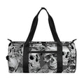 Monochrome Skull Flowers Pattern Print Gym Bag