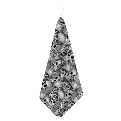 Monochrome Skull Flowers Pattern Print Hand Towel