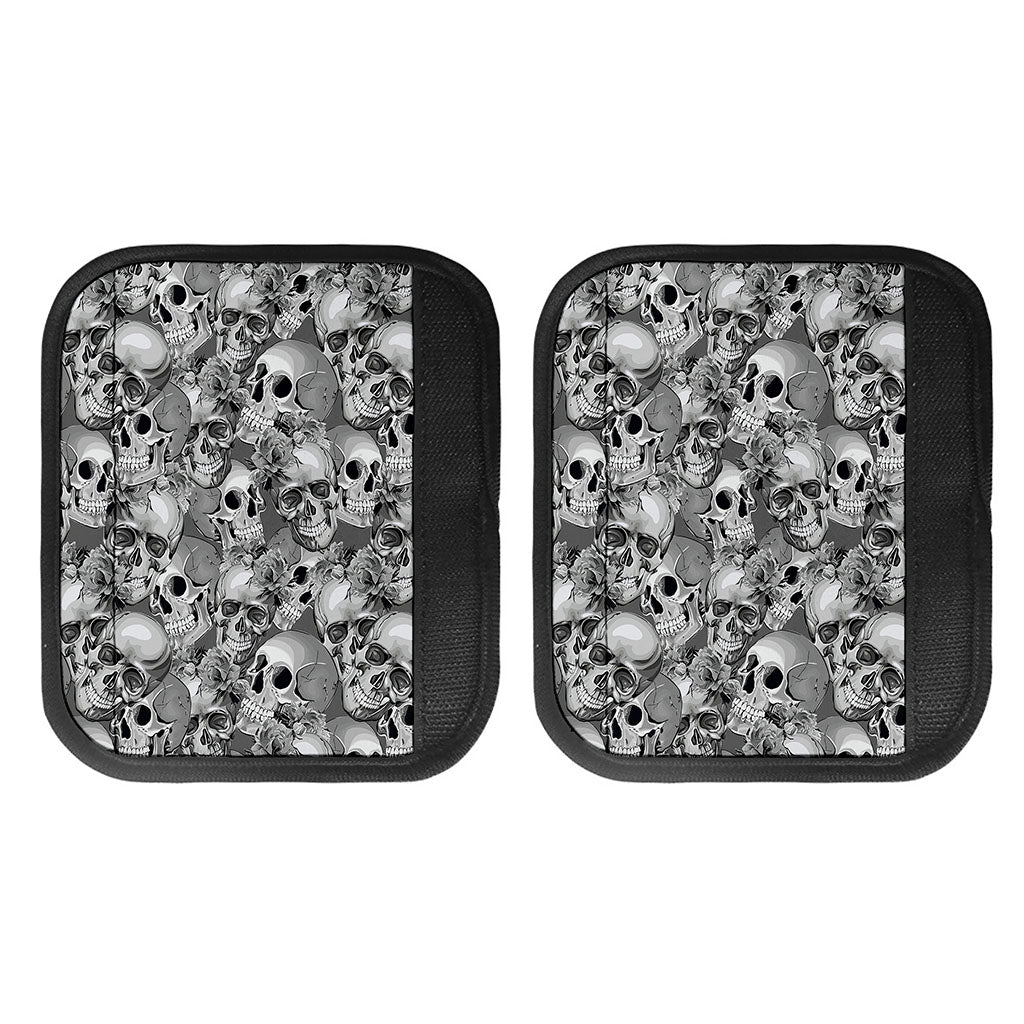 Monochrome Skull Flowers Pattern Print Handle Covers