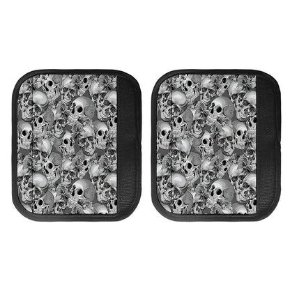 Monochrome Skull Flowers Pattern Print Handle Covers