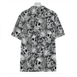 Monochrome Skull Flowers Pattern Print Hawaiian Shirt