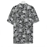 Monochrome Skull Flowers Pattern Print Hawaiian Shirt