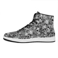 Monochrome Skull Flowers Pattern Print High Top Leather Sneakers