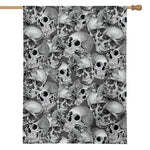 Monochrome Skull Flowers Pattern Print House Flag