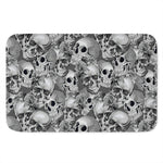 Monochrome Skull Flowers Pattern Print Indoor Door Mat