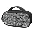 Monochrome Skull Flowers Pattern Print Portable Cooler Travel Case