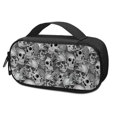 Monochrome Skull Flowers Pattern Print Insulin Cooler Travel Case