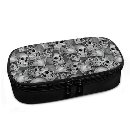 Monochrome Skull Flowers Pattern Print Insulin Cooler Travel Case