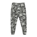 Monochrome Skull Flowers Pattern Print Jogger Pants