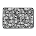 Monochrome Skull Flowers Pattern Print Kitchen Mat