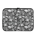 Monochrome Skull Flowers Pattern Print Laptop Sleeve