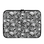 Monochrome Skull Flowers Pattern Print Laptop Sleeve