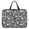 Monochrome Skull Flowers Pattern Print Laptop Sleeve With Handle
