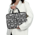 Monochrome Skull Flowers Pattern Print Laptop Sleeve With Handle