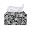 Monochrome Skull Flowers Pattern Print Leather Tissue Box Cover