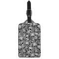Monochrome Skull Flowers Pattern Print Luggage Tag