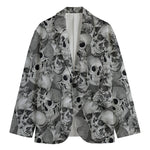 Monochrome Skull Flowers Pattern Print Men's Blazer