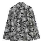 Monochrome Skull Flowers Pattern Print Men's Cotton Blazer