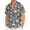 Monochrome Skull Flowers Pattern Print Men's Deep V-Neck Shirt