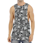 Monochrome Skull Flowers Pattern Print Men's Muscle Tank Top
