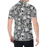 Monochrome Skull Flowers Pattern Print Men's Shirt