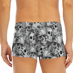 Monochrome Skull Flowers Pattern Print Men's Short Boxer Briefs