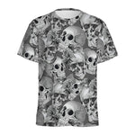 Monochrome Skull Flowers Pattern Print Men's Sports T-Shirt