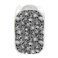 Monochrome Skull Flowers Pattern Print Mesh Laundry Hamper