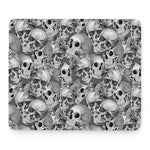 Monochrome Skull Flowers Pattern Print Mouse Pad