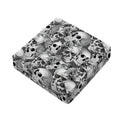 Monochrome Skull Flowers Pattern Print Outdoor Seat Cushion Cover
