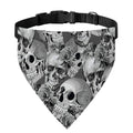 Monochrome Skull Flowers Pattern Print Over The Collar Dog Bandana