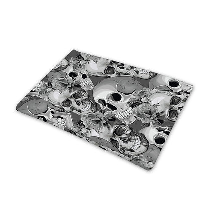 Monochrome Skull Flowers Pattern Print Pet Cooling Mat Cover