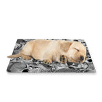 Monochrome Skull Flowers Pattern Print Pet Cooling Mat Cover