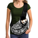 Monochrome Skull Flowers Pattern Print Pet Sling Carrier