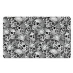Monochrome Skull Flowers Pattern Print Polyester Doormat